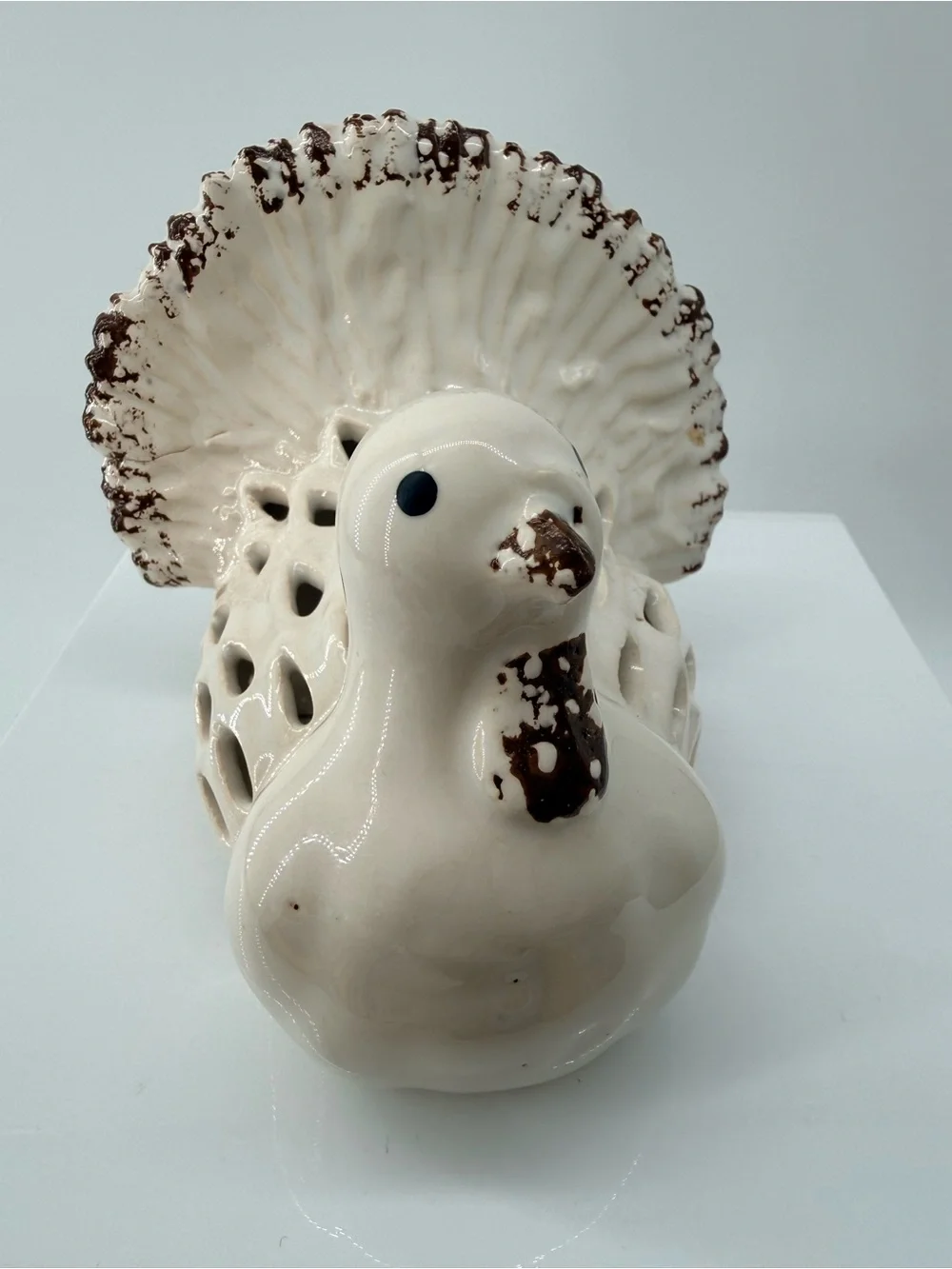 Mud Pie Cream and Brown Glazed Turkey Figurine